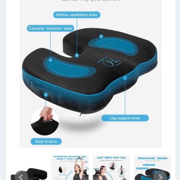 Black Memory Foam Seat Cushion - Picture 4 of 5